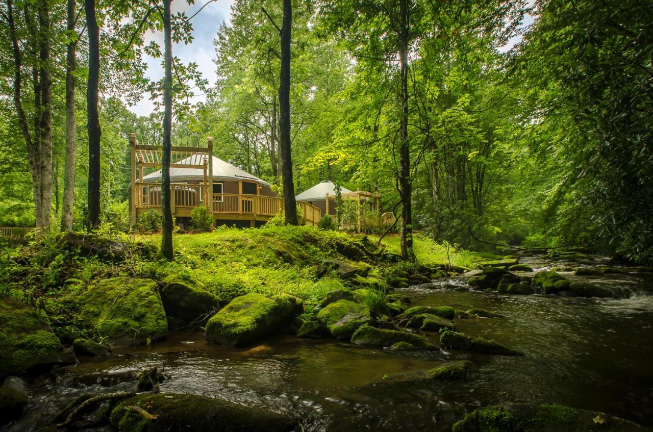 Spring Ridge Luxury Yurt - Creekside Glamping With Private Hot Tub Villa Topton Exterior photo